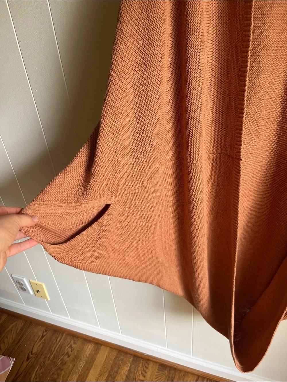 J. Jill Open-Front Brown Rust Cold Weather Knit Cotton Poncho Shrug Sz XL-3X